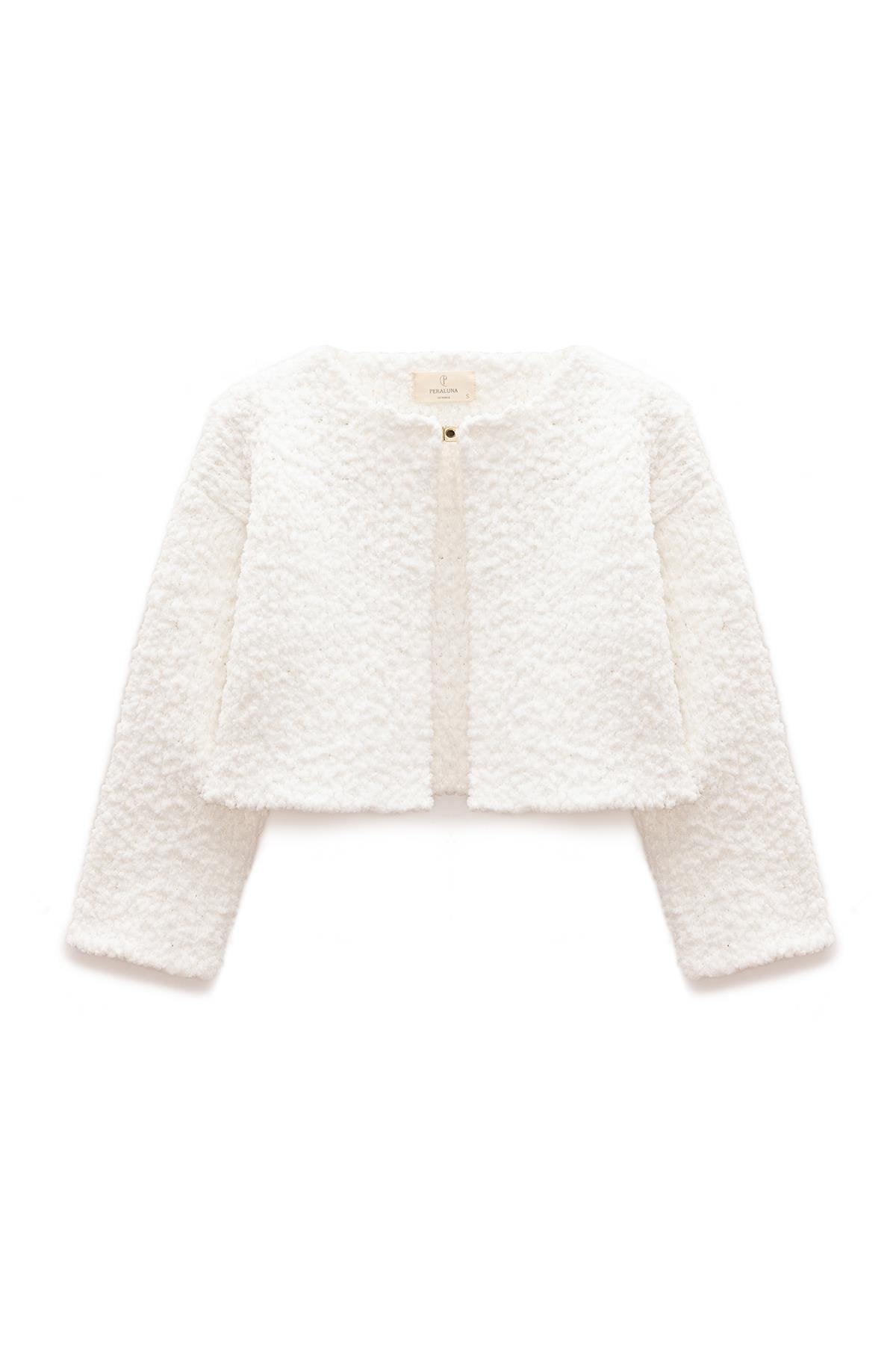 Peraluna-Kayla, Düz örgü, Kadın Kısa Triko Hırka Ekru-Hırka-8-roqelvaxirum.shop