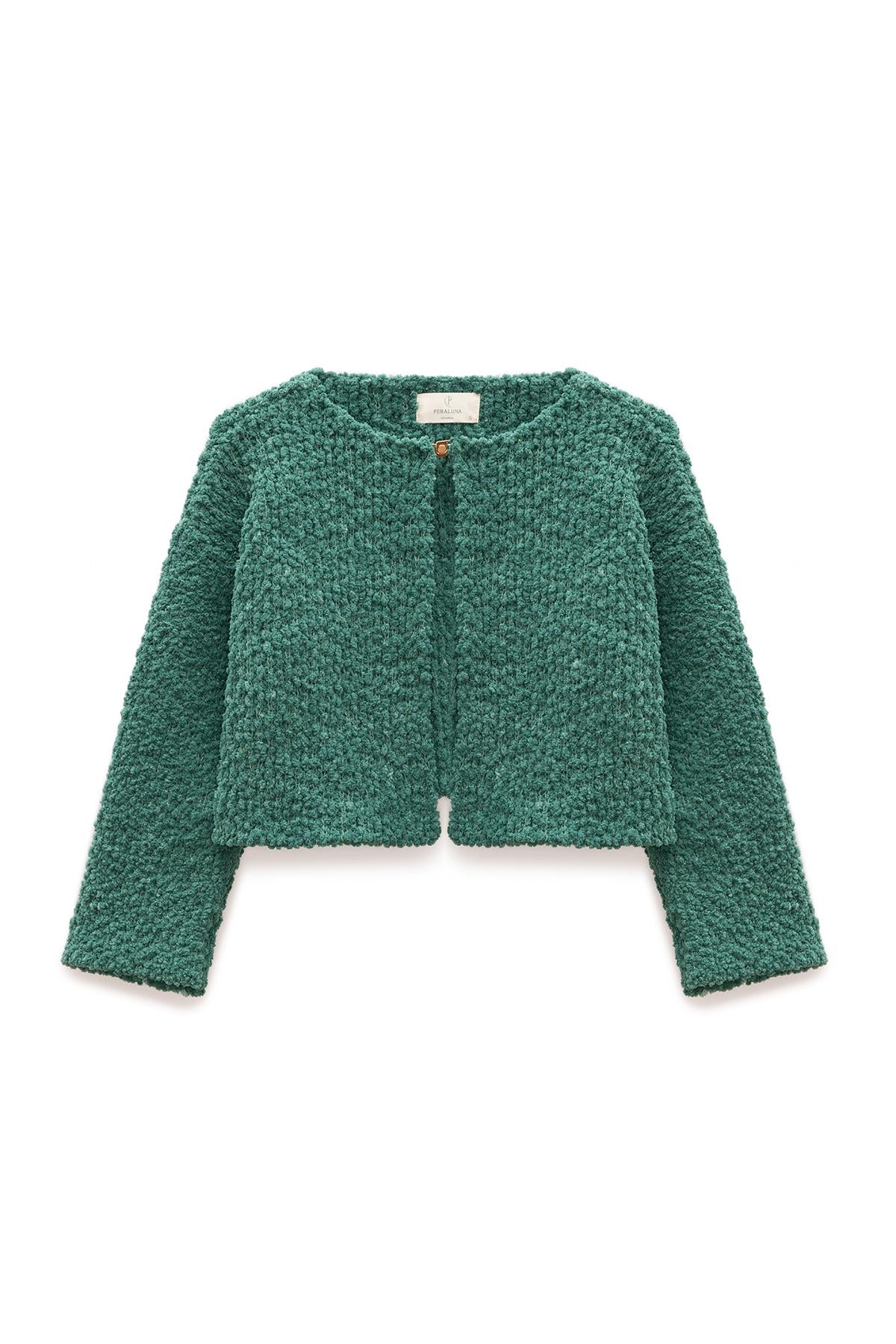 Peraluna-Kayla, Düz örgü, Kadın Kısa Triko Hırka Yeşil-Hırka-8-roqelvaxirum.shop