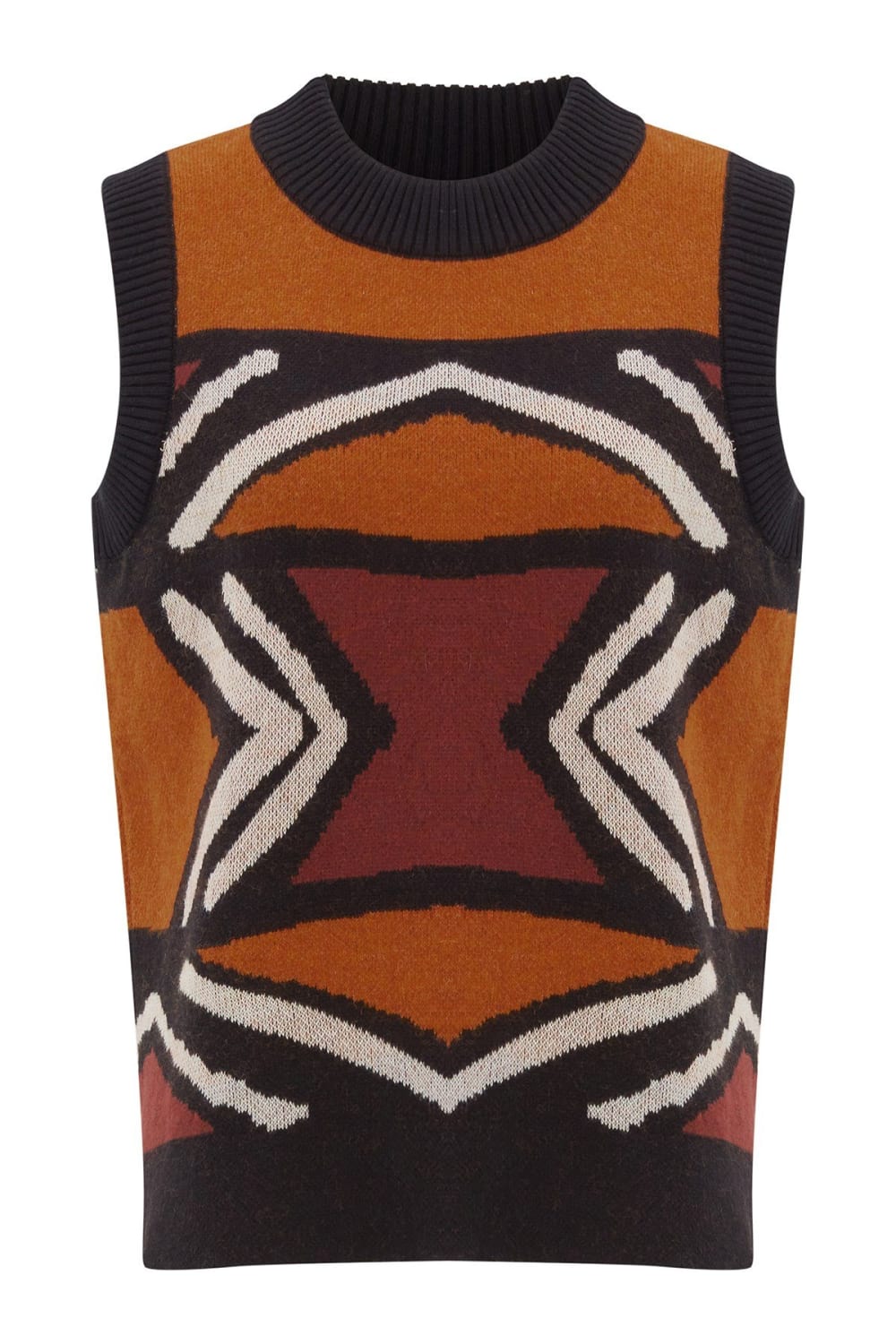 Peraluna-Kenda Vest Etnik Jakar Desenli Yanları Yırtmaçlı Kadın Triko Süveter-Kazak & Triko-7-roqelvaxirum.shop