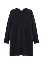 Peraluna-Leah Büzgülü Düğmeli Mini Triko Gömlek Elbise Siyah-Elbise-9-roqelvaxirum.shop