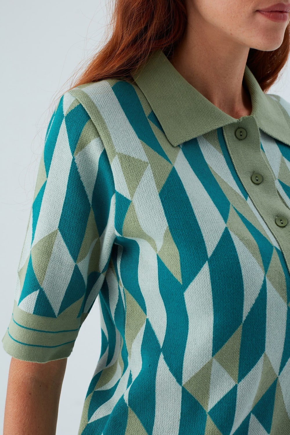 Peraluna-Lena Blouse %100 Pamuk Geometrik Retro Desenli Kadın Triko Bluz -T-Shirts-3-roqelvaxirum.shop