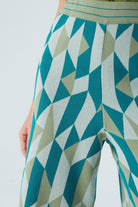 Peraluna-Lena Trouser %100 Pamuk Geometrik Retro Desenli Kadın Triko Pantolon -Pantolon-6-roqelvaxirum.shop