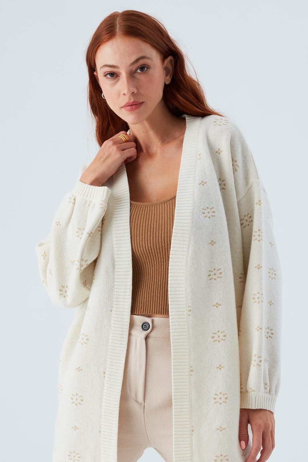 Peraluna-Lulu Cardigan Simli Kar Tanesi Desenli Uzun Kadın Triko Hırka-Kazak & Triko-1-roqelvaxirum.shop