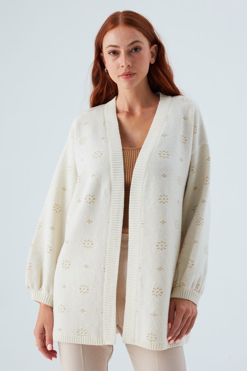 Peraluna-Lulu Cardigan Simli Kar Tanesi Desenli Uzun Kadın Triko Hırka-Kazak & Triko-4-roqelvaxirum.shop
