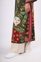 Peraluna-Magic Moments Jakarlı Kadın Uzun Triko Kimono Koyu Yeşil Multi-Kimono-6-roqelvaxirum.shop