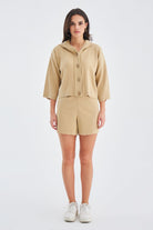 Peraluna-Mujo Cardigan & Shorts %100 Pamuk Kadın Triko Şort Takım-Şort-17-roqelvaxirum.shop