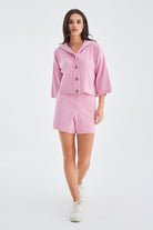 Peraluna-Mujo Cardigan & Shorts %100 Pamuk Kadın Triko Şort Takım-Şort-6-roqelvaxirum.shop