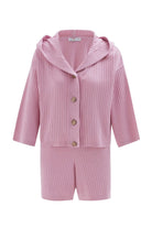Peraluna-Mujo Cardigan & Shorts %100 Pamuk Kadın Triko Şort Takım-Şort-9-roqelvaxirum.shop