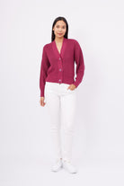 Peraluna-Olivia Cardigan Selanik Örgü %100 Pamuk V Yaka Kadın Triko Hırka Vişne-Kazak & Triko-1-roqelvaxirum.shop