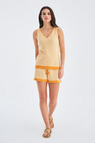 Peraluna-Paru Top & Shorts Pamuklu Yazlık Kadın Triko Şort Takım-Şort-5-roqelvaxirum.shop