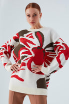 Peraluna-Polina Pullover Çiçek Desenli Uzun Kadın Triko Kazak-Kazak & Triko-1-roqelvaxirum.shop