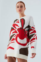 Peraluna-Polina Pullover Çiçek Desenli Uzun Kadın Triko Kazak-Kazak & Triko-4-roqelvaxirum.shop