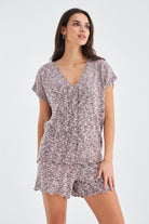 Peraluna-Renge Blouse & Shorts Yazlık Viskonlu Kadın Triko Şort Takım-Şort-4-roqelvaxirum.shop