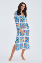 Peraluna-Ria Caftan Çini Desenli 123 Cm Derin Yırtmaçlı Saten Kadın Kaftan -Kimono-2-roqelvaxirum.shop