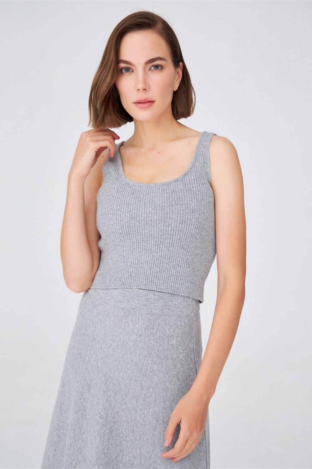 Peraluna-Ribana Örgü Kaşmir Karışımlı Krop Fit Kadın Triko Atlet-Atlet-24-roqelvaxirum.shop