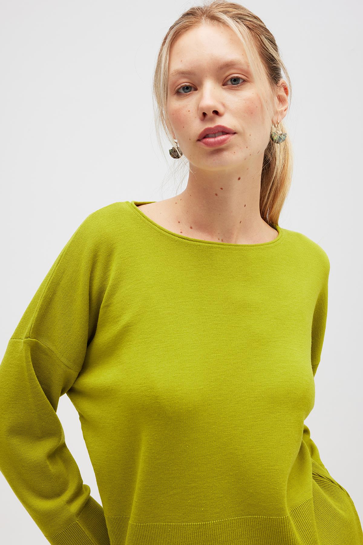 Peraluna-Rio Düz örgü Kadın Triko Kazak Lime-Kazak-6-roqelvaxirum.shop