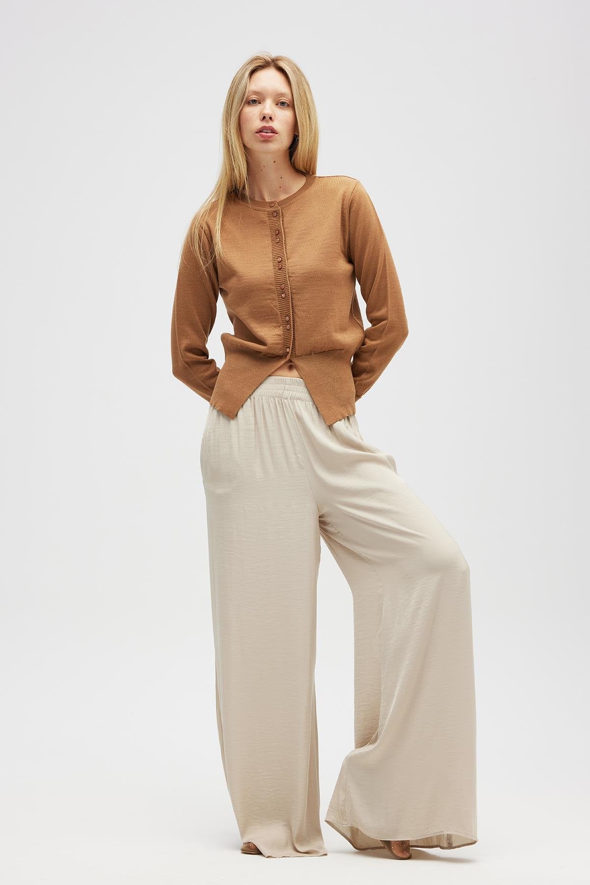 Peraluna-Ripley çelik örgü, Düğmeli Kadın Triko Hırka Camel-Hırka-1-roqelvaxirum.shop
