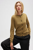 Peraluna-Risa Düz örgü, Kadın Triko Hırka Zeytin Yeşili-Hırka-2-roqelvaxirum.shop
