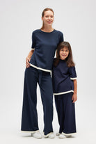 Peraluna-Rumi Kadın Beli Kemerli Triko Pantolon Navy-Pantolon-4-roqelvaxirum.shop