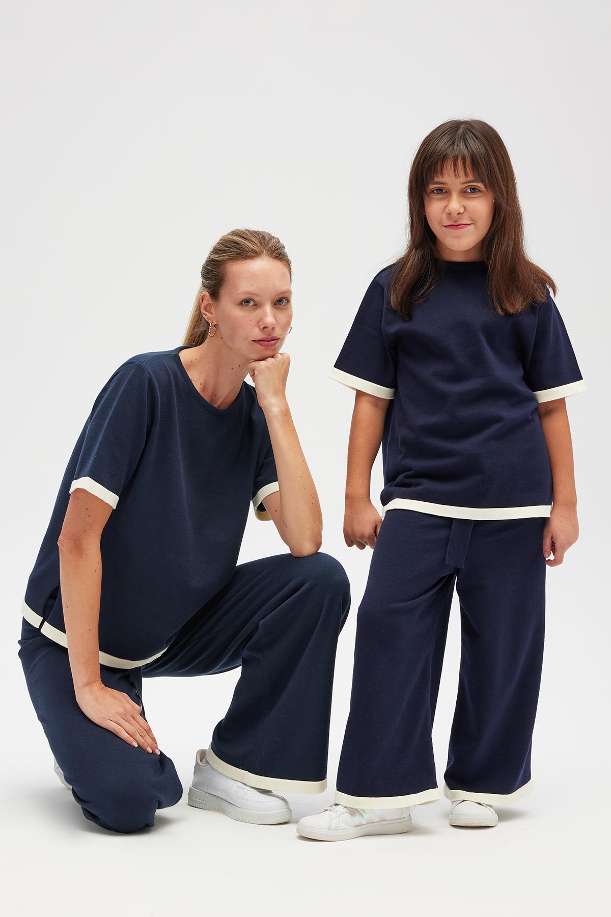 Peraluna-Rumi Kadın Beli Kemerli Triko Pantolon Navy-Pantolon-6-roqelvaxirum.shop