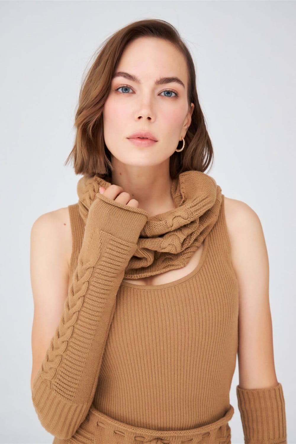 Peraluna-Saç Örgü Desenli Kaşmir Karışımlı Uzun Kadın Triko Eldiven-Eldiven-4-roqelvaxirum.shop