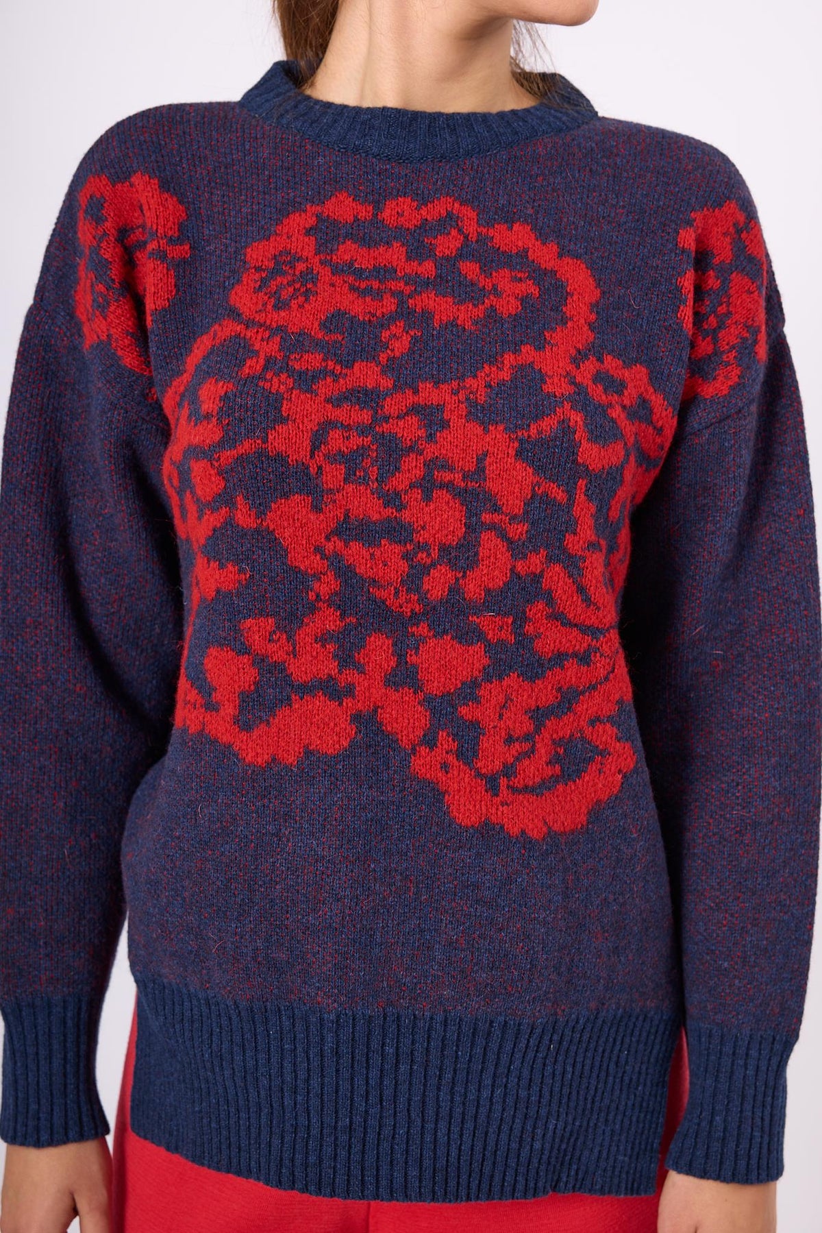 Peraluna-Sally Jakarlı Kadın Triko Kazak Lacivert-Kazak & Triko-4-roqelvaxirum.shop