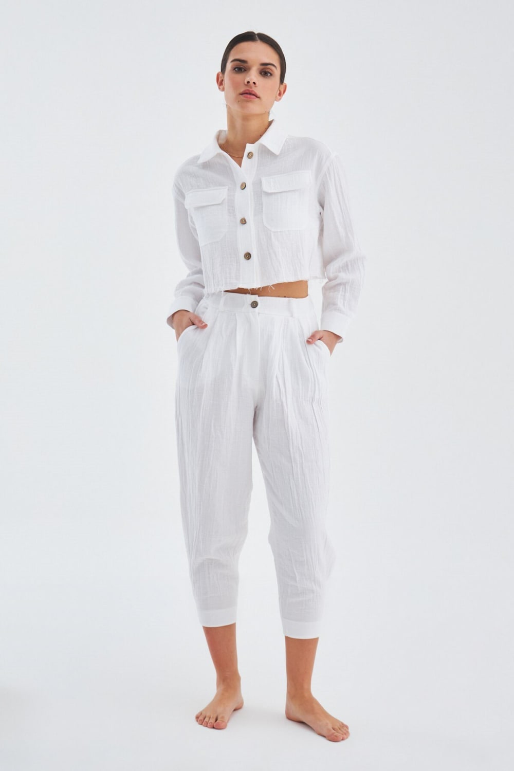 Peraluna-Sandal Trouser Bol Kesim Yazlık Muslin Kadın Kısa Pantolon-Pantolon-3-roqelvaxirum.shop