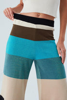 Peraluna-Sasha Trouser Geniş Çizgili Simli Kadın Triko Pantolon-Pantolon-5-roqelvaxirum.shop