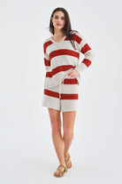 Peraluna-Siena Blouse & Shorts Çizgili Uzun Kollu Kadın Triko Şort Takım-Şort-3-roqelvaxirum.shop