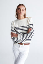 Peraluna-Styleboom X Audrey Pullover Omzu Düğmeli Çizgili Organik Pamuk Mevsimlik Kadın Triko Kazak -Kazak & Triko-1-roqelvaxirum.shop