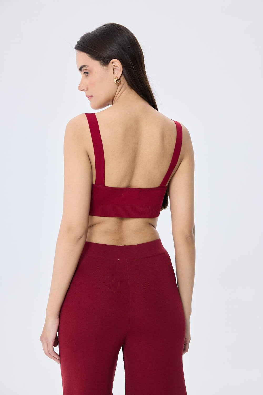 Peraluna-Styleboom X Elizabeth Bralet Düğme Detaylı Askılı Kadın Triko Bralet Bordo-Büstiyer-7-roqelvaxirum.shop