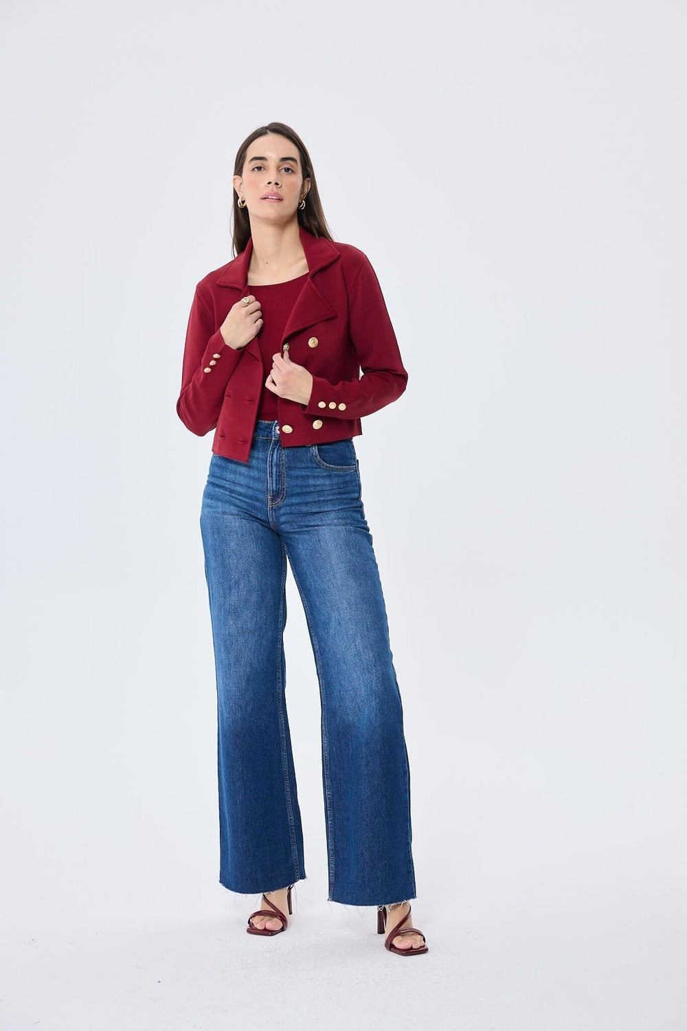 Peraluna-Styleboom X Kathy Blazer Çelik Örgü Crop Kruvaze Blazer Kadın Triko Ceket Bordo-Ceket-7-roqelvaxirum.shop