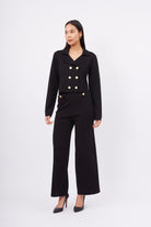 Peraluna-Styleboom X Kathy Blazer Çelik Örgü Crop Kruvaze Blazer Kadın Triko Ceket Siyah-Blazer Ceket-2-roqelvaxirum.shop