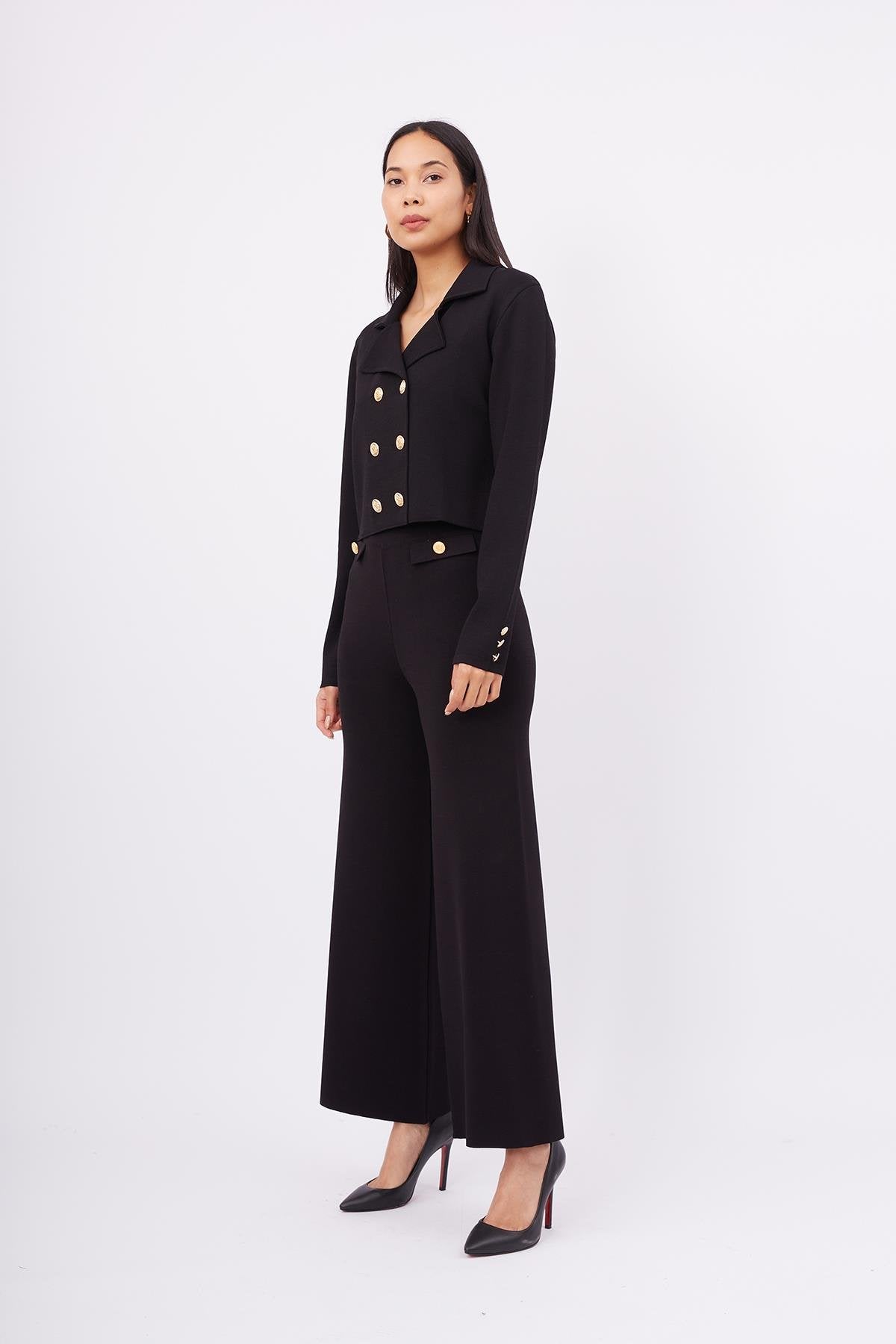 Peraluna-Styleboom X Kathy Blazer Çelik Örgü Crop Kruvaze Blazer Kadın Triko Ceket Siyah-Blazer Ceket-6-roqelvaxirum.shop