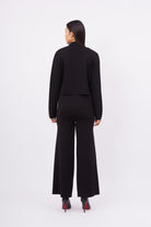Peraluna-Styleboom X Kathy Blazer Çelik Örgü Crop Kruvaze Blazer Kadın Triko Ceket Siyah-Blazer Ceket-8-roqelvaxirum.shop