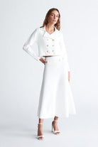 Peraluna-Styleboom X Vivien Skirt Düğme Detaylı Diz Altı Kloş Kadın Triko Etek -Etek-24-roqelvaxirum.shop