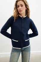 Peraluna-Summer Cardigan Fermuarlı Cepli Organik Pamuk Çelik Örgü Yazlık Kadın Triko Hırka-Kazak & Triko-1-roqelvaxirum.shop