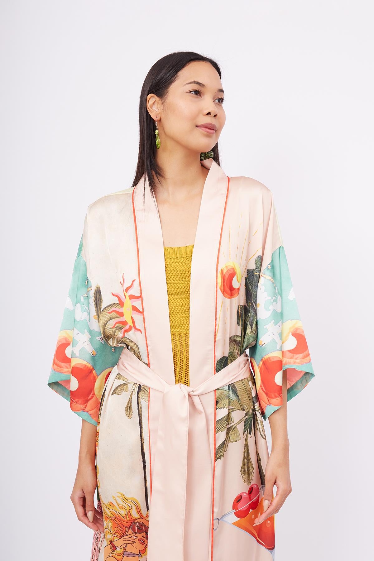 Peraluna-Summer Time Long Ki̇mono Yaz Desenleri Baskılı Uzun Saten Kadın Kimono Çok Renkli-Kimono-2-roqelvaxirum.shop