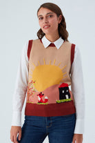 Peraluna-Sunny Vest El İşlemeli Kadın Triko Süveter-Kazak & Triko-2-roqelvaxirum.shop
