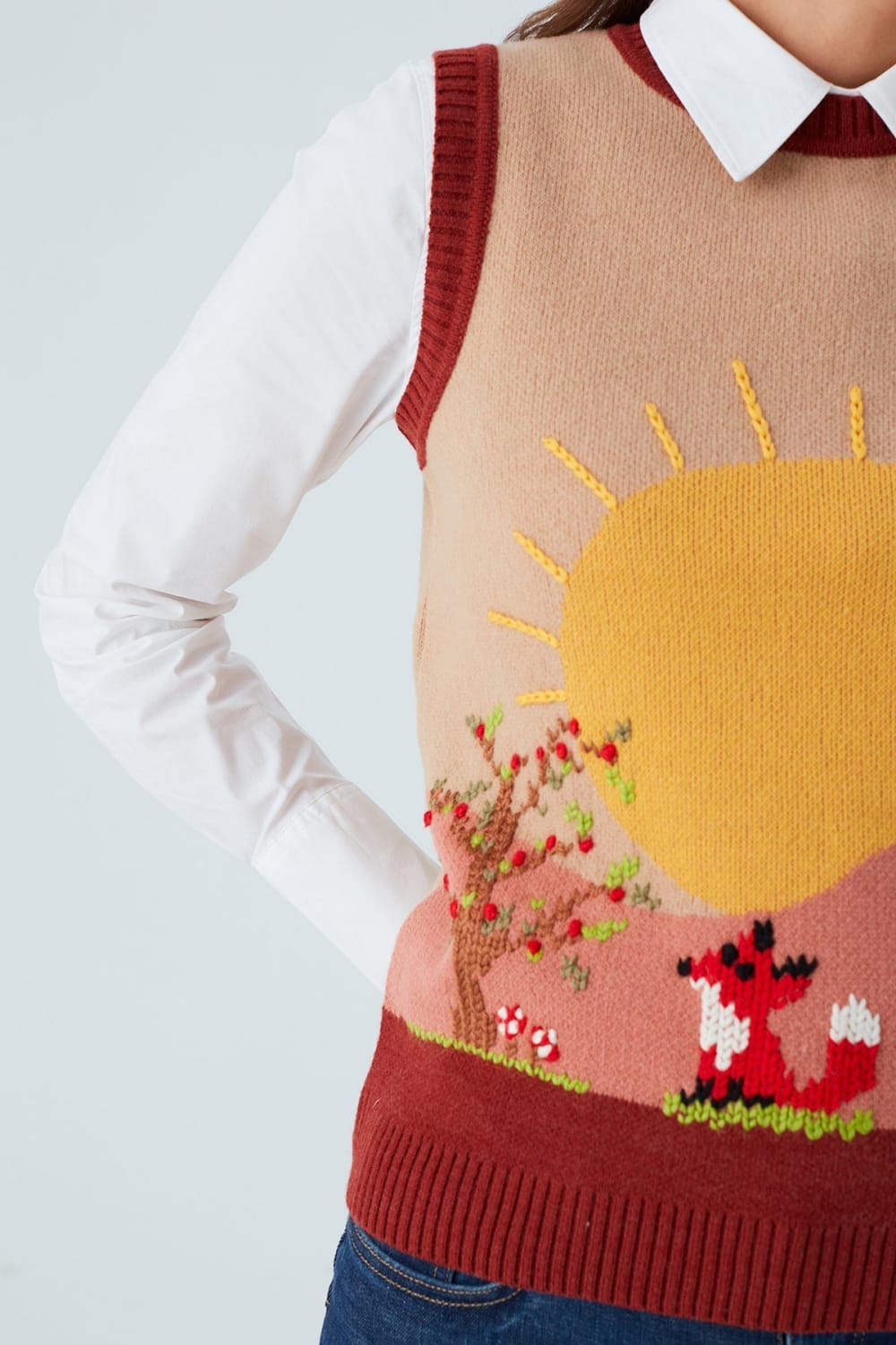 Peraluna-Sunny Vest El İşlemeli Kadın Triko Süveter-Kazak & Triko-4-roqelvaxirum.shop