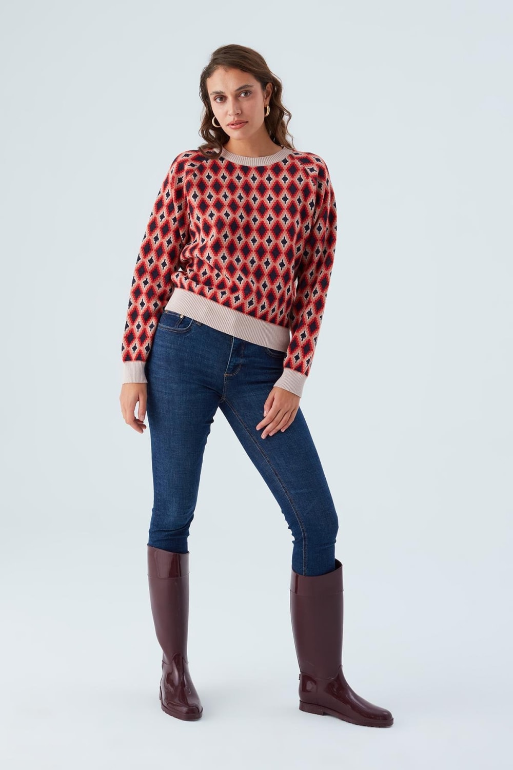 Peraluna-Trudy Pullover Baklava Desenli Standart Kesim Kadın Triko Kazak Multi-Kazak & Triko-1-roqelvaxirum.shop