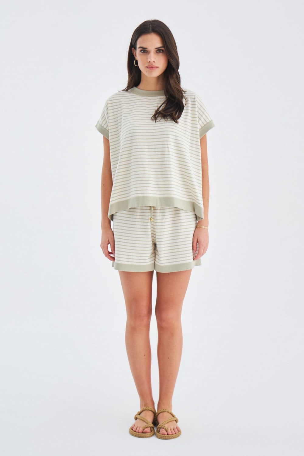 Peraluna-Vera Blouse & Shorts Pamuklu Yazlık Kadın Triko Şort Takım-Şort-5-roqelvaxirum.shop