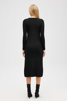 Peraluna-Zaira Mini Saç örgü Desenli, Yırtmaçlı Elbise Siyah-Elbise-7-roqelvaxirum.shop