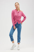 Peraluna-Zoey Mini Kabartma örgülü Triko Hırka şeker Pembe-Hırka-1-roqelvaxirum.shop