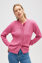 Peraluna-Zoey Mini Kabartma örgülü Triko Hırka şeker Pembe-Hırka-2-roqelvaxirum.shop