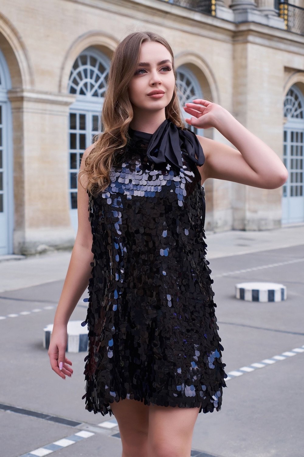 Petra Petrova-Siyah Payetli Mini Elbise Alexis-Elbise-1-roqelvaxirum.shop