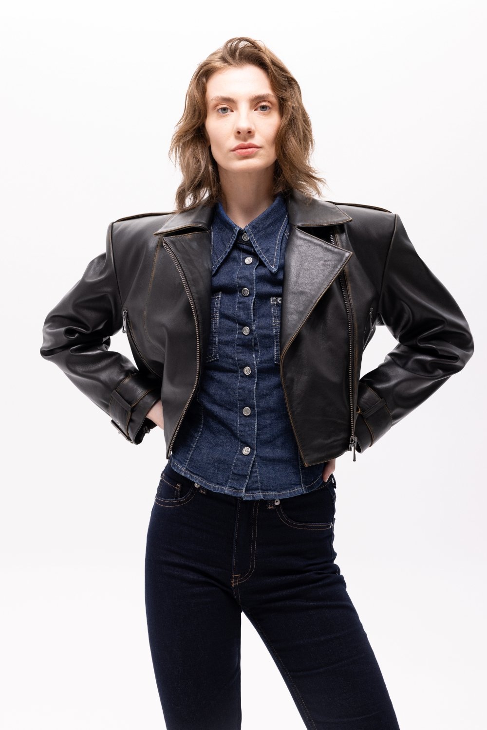 Pica Noir-Lita Biker Deri Ceket-Deri Mont-1-roqelvaxirum.shop