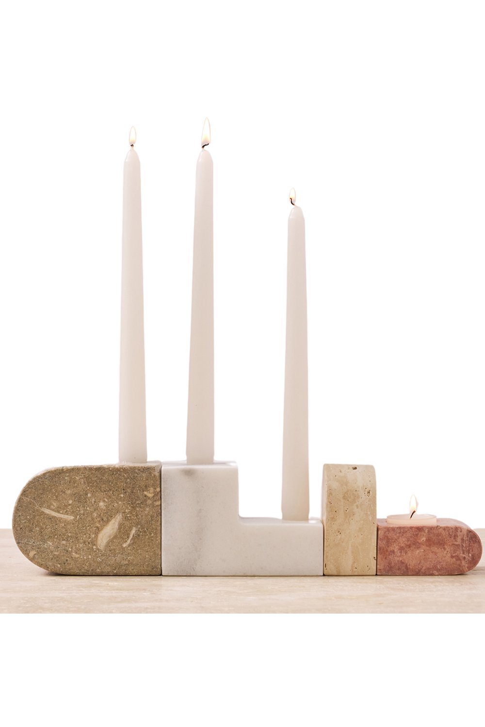 Pietra Collection-Candela Traverten&mermer Şamdan & Tealight Mumluk 4'lü-Kolonya-2-roqelvaxirum.shop