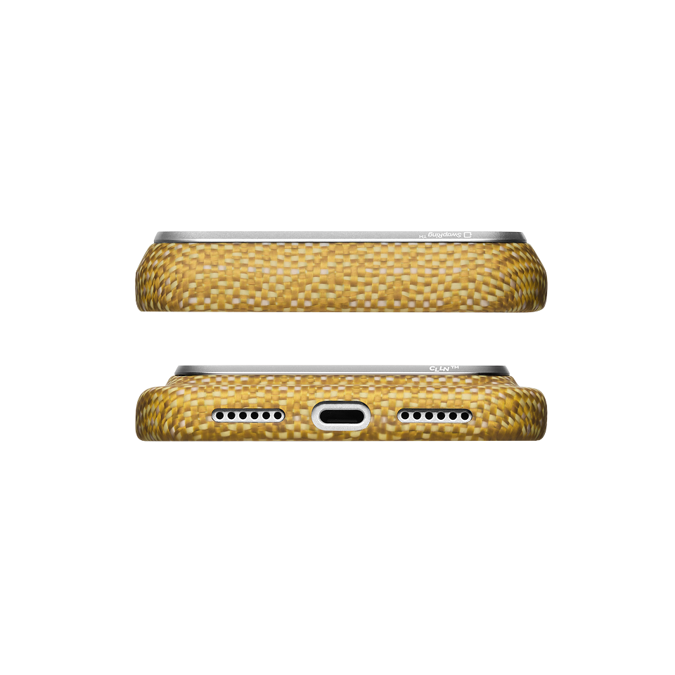 Iphone 18 Pro Max Karbon Kılıf Magsafe Uyumlu Aramid Fiber - Edge Golden Drift