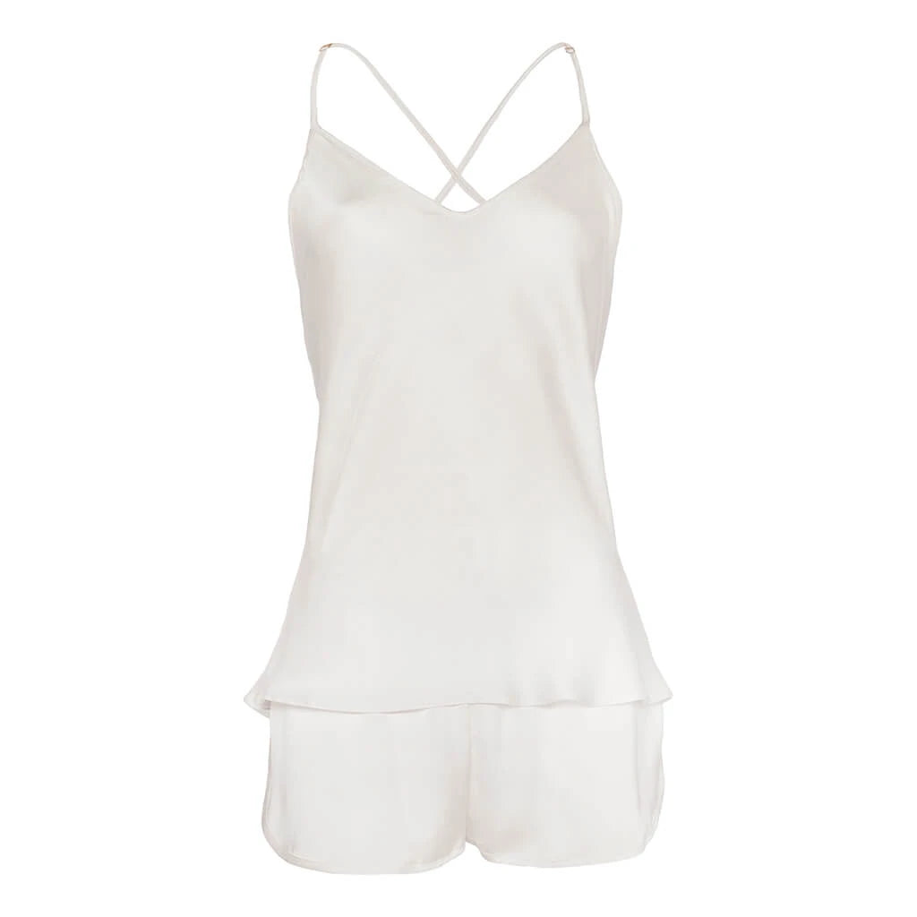 Pure Paris-Chloe İpek Saten Askılı Bluz Ve Şort Takım-Gecelik-4-roqelvaxirum.shop